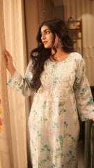 Arsh Handcrafted MulMul Cotton Printed Chikankari Kurti