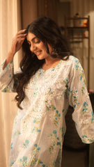 Arsh Handcrafted MulMul Cotton Printed Chikankari Kurti