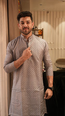 Arsh Chikan Mens Pure Cotton Printed Kurta