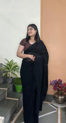 Arsh Handcrafted Georgette All Over Chikan Black Embroidered Saree