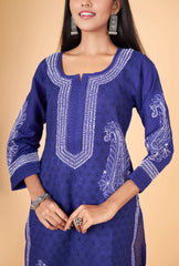 Arsh Handcrafted 2 Boota Front Jaal Pure Cotton Kurti