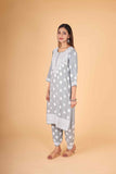 Arsh Handcrafted Kurti And Plazzo 2 pc Chikankari Set in Steel Grey Colour