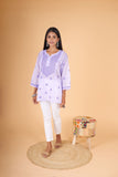 Arsh Handcrafted Lavender Pure Cotton Short Top