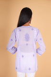 Arsh Handcrafted Lavender Pure Cotton Short Top