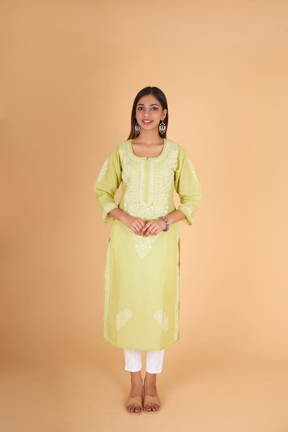 Arsh Handcrafted Pure Cotton Kashmiri Gala Kurti