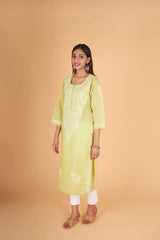 Arsh Handcrafted Pure Cotton Kashmiri Gala Kurti