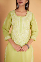 Arsh Handcrafted Pure Cotton Kashmiri Gala Kurti