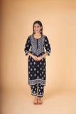 Arsh Handcrafted Kurti And Plazzo 2 pc Chikankari Set in Black Colour