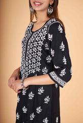 Arsh Handcrafted Kurti And Plazzo 2 pc Chikankari Set in Black Colour