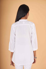 Arsh Handcrafted Pure Cotton Pintucks Stitch Chikan Shirt