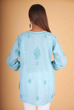 Arsh Handcrafted Blue Pure Cotton Short Top