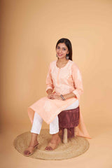 Arsh Handcrafted Pure Cotton Kashmiri Gala Kurti