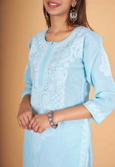 Arsh Handcrafted Pure Cotton Kashmiri Gala Kurti