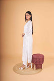 Arsh Handcrafted White Viscose Georgette Dyeable Muqaish Embellished Chikan Kurti