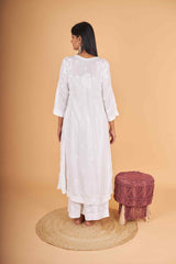 Arsh Handcrafted Kalidar White Pure Modal Gown Dress