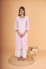 Arsh Handcrafted Leheriya Print Pure Cotton Chikan Kurti