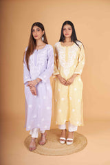 Arsh Handcrafted Leheriya Print Pure Cotton Chikan Kurti