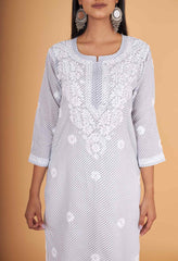 Arsh Handcrafted Leheriya Print Pure Cotton Chikan Kurti