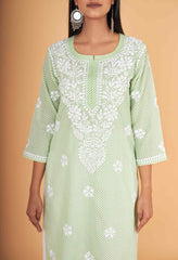 Arsh Handcrafted Leheriya Print Pure Cotton Chikan Kurti