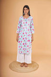 Arsh Handcrafted MulMul Cotton Printed Chikankari Kurti