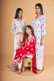 Arsh Handcrafted Red Salab Cotton Chikankari Kurti