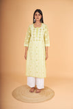 Arsh Handcrafted Mehendi Green Front Jaal with hanmade Jaali Kurti