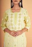 Arsh Handcrafted Mehendi Green Front Jaal with hanmade Jaali Kurti