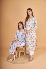 Arsh Handcrafted MulMul Cotton Printed Chikankari Kurti