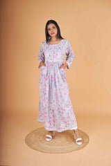 Arsh Handcrafted MulMul Cotton Printed Gown Dress