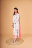 Arsh Handcrafted MulMul Cotton 3pc Kurti, Pant and Dupatta Chikankari Set