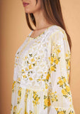 Arsh Handcrafted MulMul Cotton Printed Chikankari Frock Pattern Top