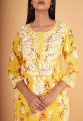 Arsh Handcrafted MulMul Cotton Printed Chikankari Kurti