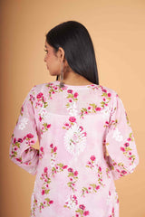 Arsh Handcrafted MulMul Cotton Printed Chikankari Kurti