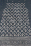 Arsh Handcrafted Dark Grey Motifs Jaal Cotton Unstitched 3pc Suit