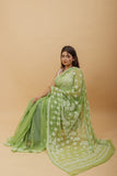 Arsh Handcrafted Semi Georgette Heavy Palla Chikan Embroidered Saree