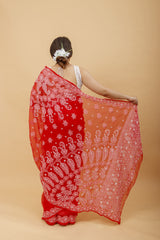 Arsh Handcrafted Semi Georgette Heavy Palla Chikan Embroidered Saree