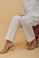 Arsh Handcrafted Pure Cotton Kairi Design Chikankari Pant