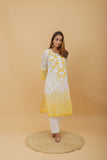 Arsh Handcrafted White and Yellow Pure Cotton Chikankari Kairi Printed Kurti