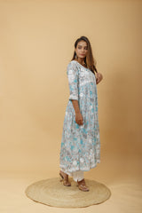 Arsh Handcrafted Pure MulMul Cotton Printed Gown Dress