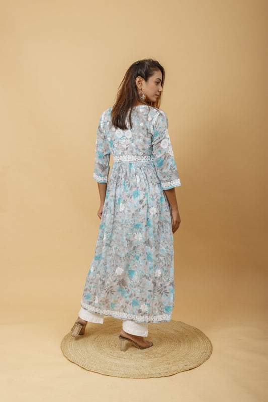 Arsh Handcrafted Pure MulMul Cotton Printed Gown Dress