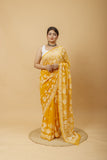 Arsh Handcrafted Semi Georgette Palla Chadi All Over Chikan Embroidered Saree