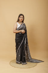 Arsh Handcrafted Semi Georgette Heavy Palla Chikan Embroidered Saree