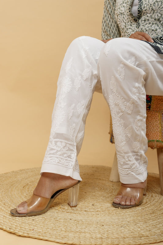 Arsh Handcrafted Pure Viscose Georgette Chikankari Pant