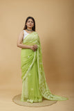 Arsh Handcrafted Semi Georgette Heavy Palla Chikan Embroidered Saree