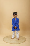 Arsh Handcrafted Boys Kurta Pajama Chikankari Set in Royal Blue colour