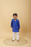 Arsh Handcrafted Boys Kurta Pajama Chikankari Set in Royal Blue colour