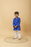 Arsh Handcrafted Boys Kurta Pajama Chikankari Set in Royal Blue colour