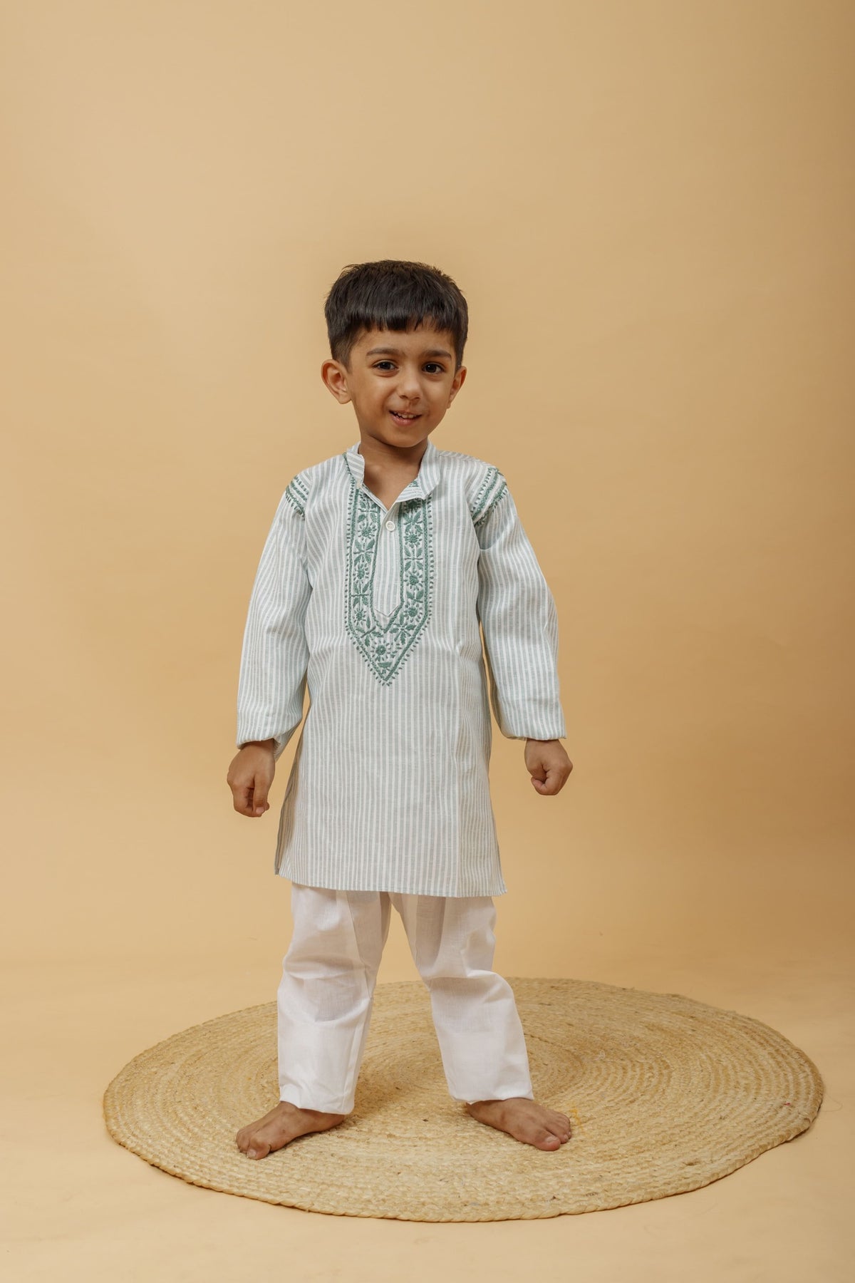 Arsh Handcrafted Boys Kurta Pajama Chikankari Set