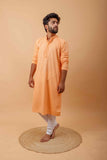 Arsh Peach All Over Embroidered With Sequins Men's Kurta