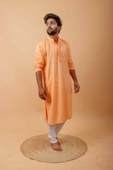 Arsh Peach All Over Embroidered With Sequins Men's Kurta